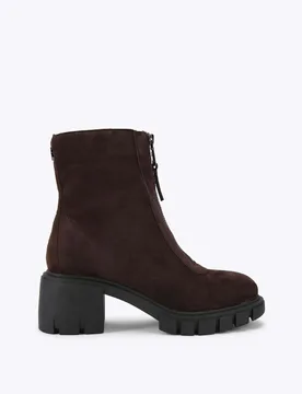 Suede Chunky Zip Block Heel Ankle Boots Brown female - Carvela - FashionsVida