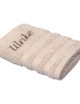 Handtuch personalisiert mit Namen, 50x100 cm, 100% Baumwolle beige
