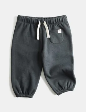 Cotton Blend Fleece Lined Joggers (0-3 Yrs) Charcoal male - M&S - FashionsVida