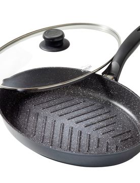 STONELINE Fisch- und Schnitzelpfanne Oval 35x24 cm mit Deckel