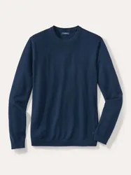 Rundhals-Pullover Merino Extrafein, , Farbe Blau, 58/60, Herren