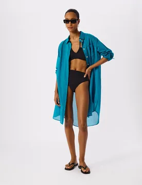 Pure Cotton Button Through Beach Dress Teal female - Whistles - FashionsVida