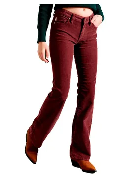 Jean Mid Rise Slim Cord Flare Russet Brown 30 - Superdry - FashionsVida