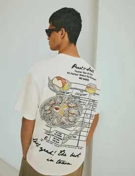 T-Shirt Relaxed Fit Imprimé M Blanc Cassé - Bershka - FashionsVida