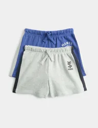 Pack Cotton Rich Pyjama Shorts (1-16 Yrs) Blue male