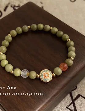 New Chinese Style Natural Stone Beads Bracelet Avocado Green Drip Oil Painting Handmade Alashan Lucky Charm Best Seller - Aliexpress - FashionsVida