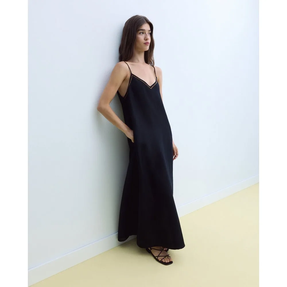 Vestido de lino en color liso - Stella Rittwagen - FashionsVida