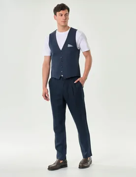 Pantalaccio in puro lino blu - Alley Docks - FashionsVida