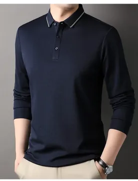 Polo Shirt And T Shirts For Men Long Sleeve Cotton Blend Lightweight Stretch Classic Design Solid Color Top - Aliexpress - FashionsVida