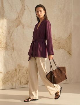 Pantaloni culotte con viscosa - nude