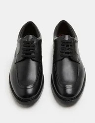 Wide Fit Smart Step Leather Derby Shoes Black male