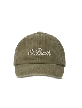 Berretto verde militare con frontino e logo panna ricamato - MC2 SAINT BARTH - FashionsVida