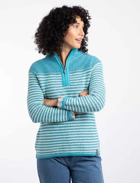 Juliet Womens 1/4 Zip Stripe Macaroni - - Size: 20 - Weird Fish - FashionsVida