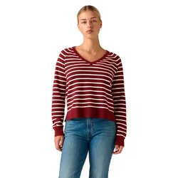 Maglione Con Scollo A V Super Soft Parisienne Stripe / Warm Cabernet L
