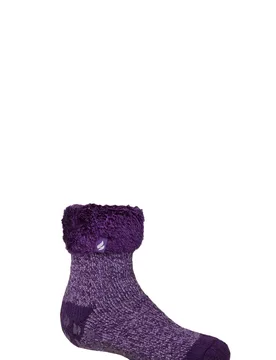 Kids 1 Pair SOCKSHOP Plain Lounge Socks Annabelle Twist Purple 12.5-3.5 - Purple - Size: 12.5-3.5 Kids - Heat Holders - FashionsVida