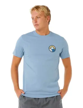T-shirt à Manches Courtes Pacific Rinse Stacked Faded Denim S