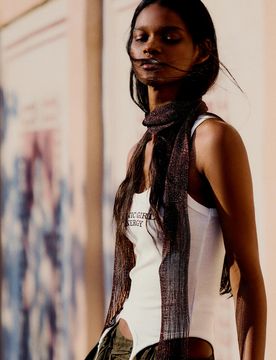 Foulard Style Cravate Fil Métallisé Marron