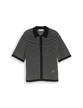 XL open structure knit polo male