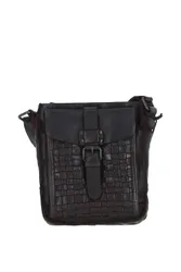 Womens 'Tramonto' Vintage Woven Crossbody Bag - Dark Brown - One Size