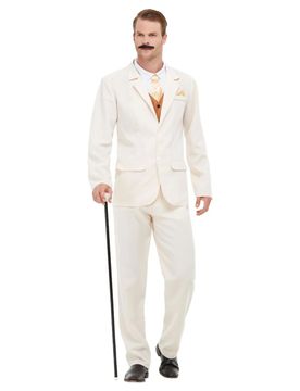 Gentleman-Kostüm für Herren 20er Jahre Faschingskostüm weiss-gold - male
