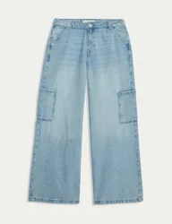 Denim Wide Leg Cargo Jeans (6-16 Yrs) Denim female