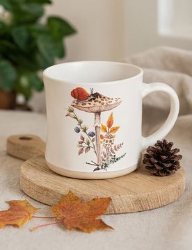 Tazza con stampa di funghi - multicolor