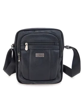 Borsello a tracolla nera effetto martellato BA520-4 - Basile - FashionsVida