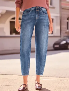 Street One High Waist Barrel Leg Jeans im Loose Fit female Blau