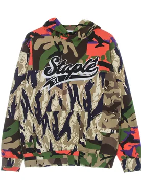 Felpa Cappuccio Uomo Triboro Logo Hoodie Camo - Staple - FashionsVida
