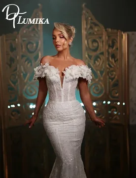 Poetic Off Shoulder 3D Floral Mermaid Wedding Dress 2026 Whimsical Sequin Bridal Dress Enchanting Bridal Gown Vestidos De Novia - Aliexpress - FashionsVida