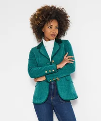 Checked Blazer Jacket - Green - Size: 16