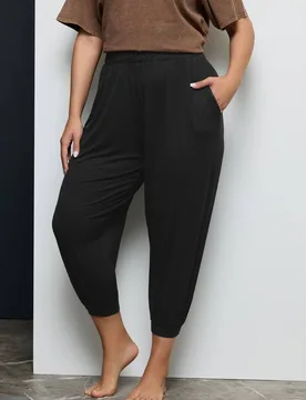 Women's Harem Joggers in Black Size: 26-28 - Black - Size: 26-28 - Yours - FashionsVida