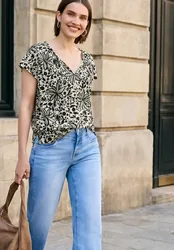 Street One Dropped Shoulder Blusenshirt mit Bändern female Schwarz