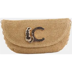 Bolso evento efecto rafia logo leopardo