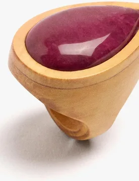 Anillo con piedra central en forma de gota - Parfois - FashionsVida