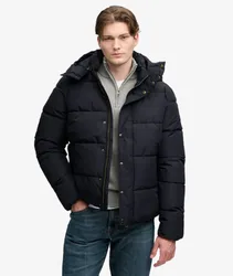 Superdry Herren Premium Kapuzenpufferjacke Black - Größe: S