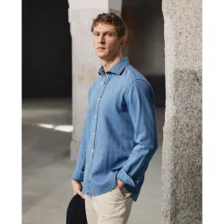 Camisa sport denim ml hombre