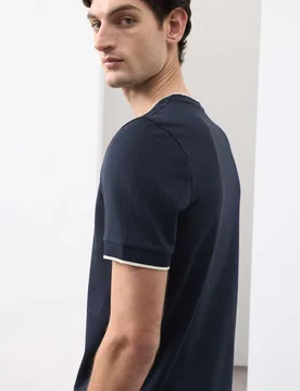 Pure Cotton Jacquard T-Shirt Dark Navy male - Autograph - FashionsVida