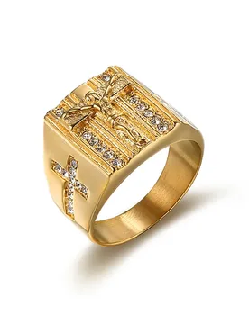 Men's Ring Gold Color Stainless Steel Jesus Cross High Quality Micro Pave CZ Rings For Men Women Religious Christian Jewelry - Aliexpress - FashionsVida