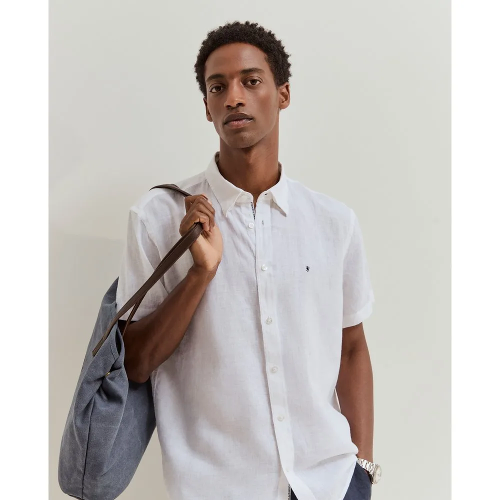 Camisa de lino de manga corta de hombre de corte regular - Lion of Porches - FashionsVida