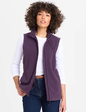 Women's Microfleece Gilet in Purple Size: Small - Purple - Size: S - Cotton Traders - FashionsVida