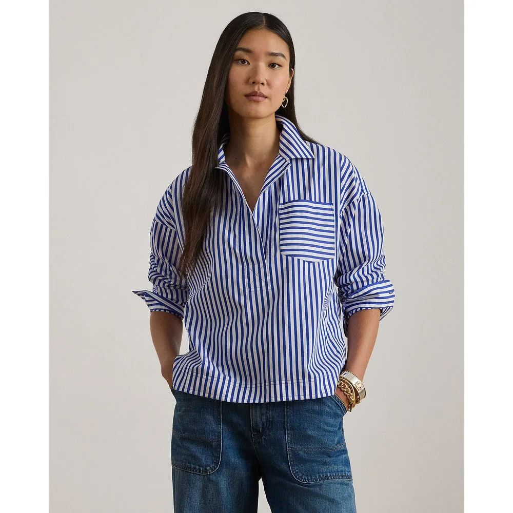 Camisa de mujer de algodón de corte recto - Lauren Ralph Lauren - FashionsVida