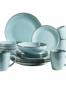 Kombiservice, Steinzeug METALLIC RIM blau