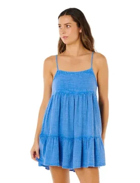 Robe Courte Sans Manches Classic Surf Cover-up Bright Blue L