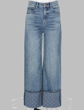 Women's Straight Leg Jeans with Cuff Detail