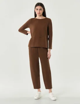 Pantalone baloon marrone in felpa - Hlo! - FashionsVida