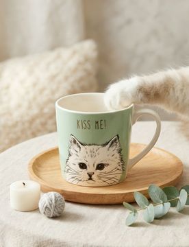 Tazza con gatto - verde pallido