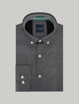 Mens Chambray Limited Edition Slim Fit Shirt - Steel & Jelly - FashionsVida