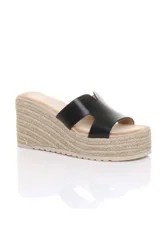 Women's High Wedge Platform Mule Sandals Espadrilles in Black Size: 5 - Black - Size: 5