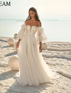 DREAM Customized Elegant A-Line Long Wedding Dresses Floor-Length Sweep Train Brides Dress Women Vestidos De Novias 2025 - Aliexpress - FashionsVida
